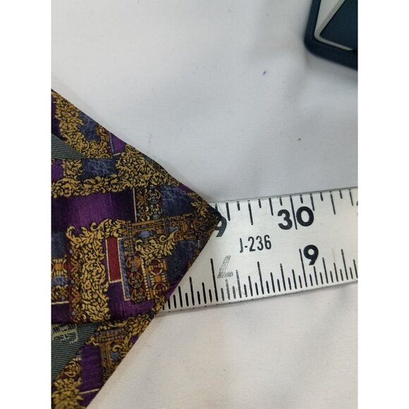 Daniel De Fasson Mens Necktie Geometric Pattern Silk Tie - Picture 9 of 9